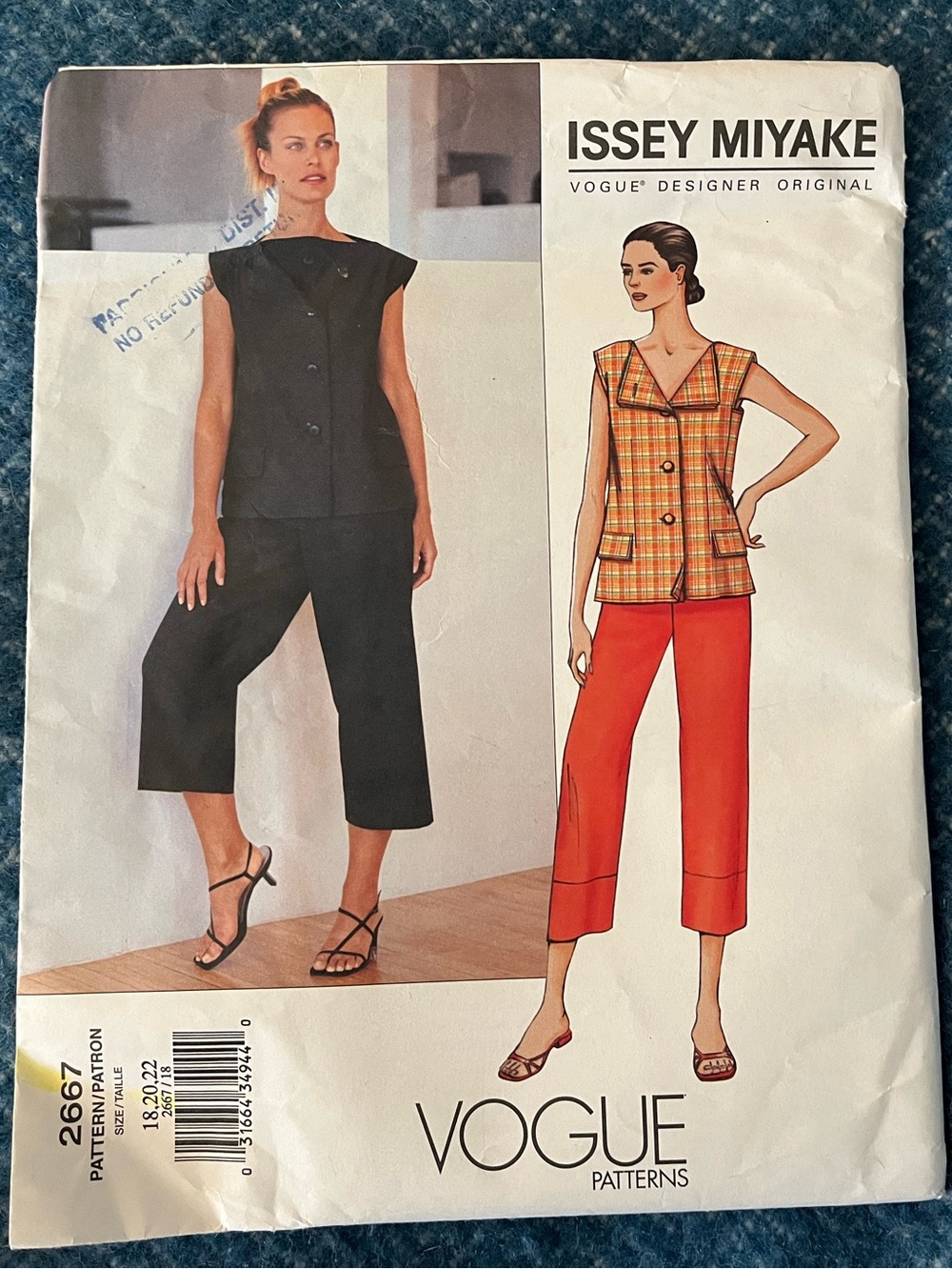 RARE Issey Miyake 2002 Vogue 2667 Sewing Pattern Top Pants Sizes 18-22 Uncut